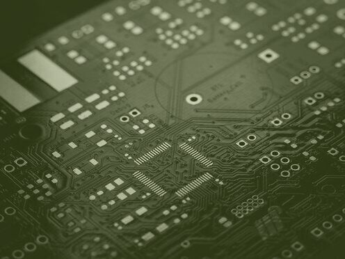 A circuit board in close-up