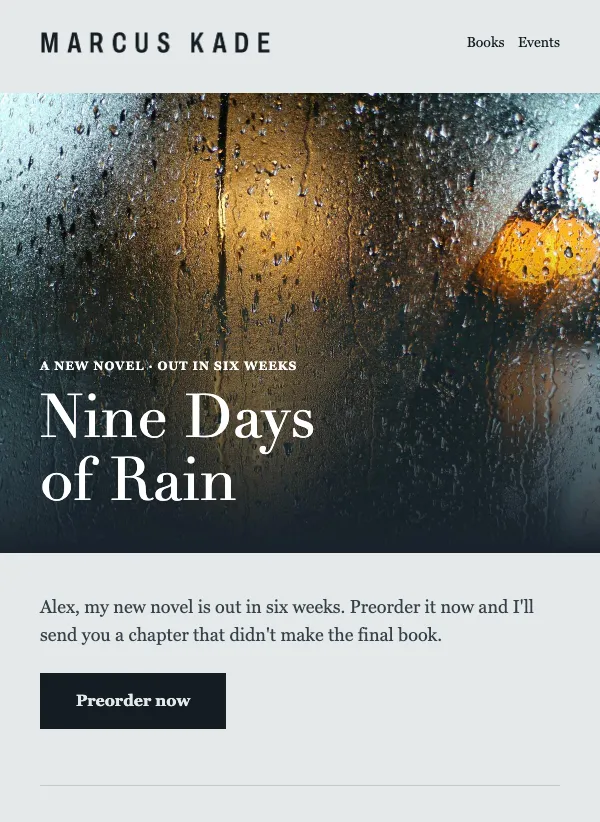 Book Preorder - Editorial email template