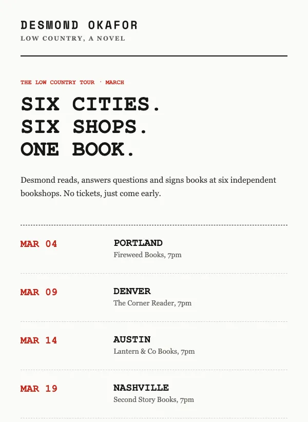 Book Tour - Editorial email template