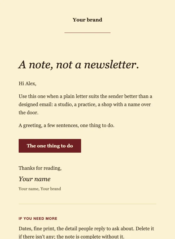 Basic - Serif Note email template