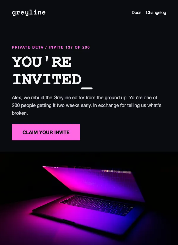 Beta Invite - Dark email template