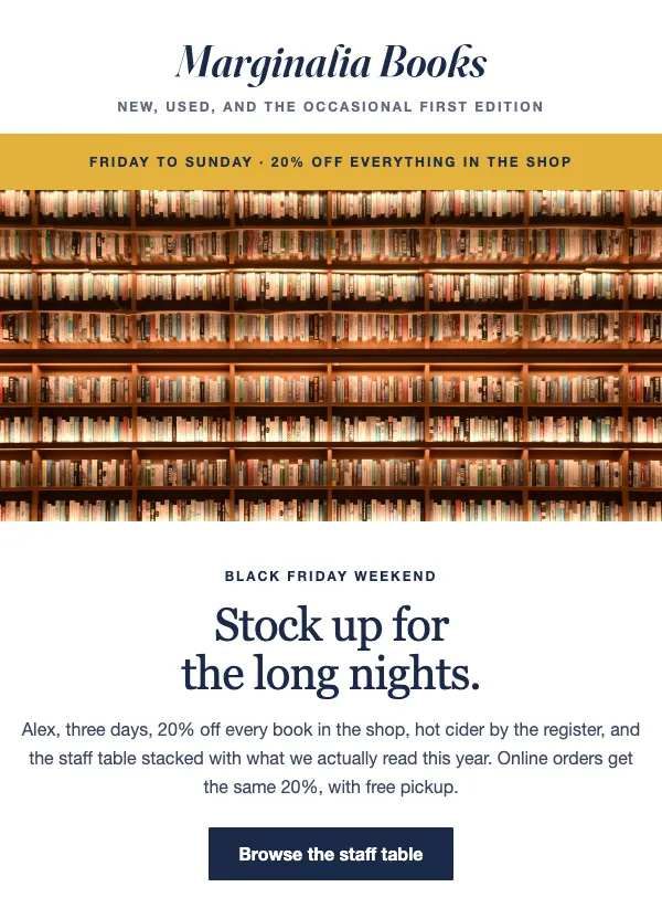 Black Friday - Bookshop Weekend email template