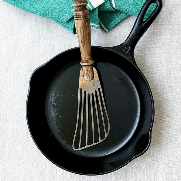 A cast iron skillet