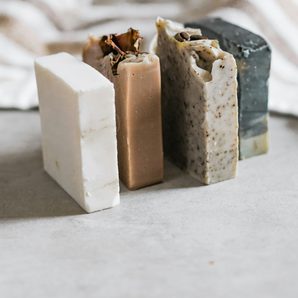 Four bars of handmade soap