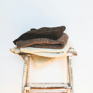 A folded wool throw
