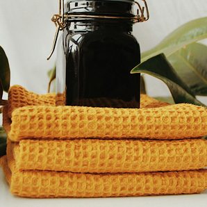 A stack of waffle towels