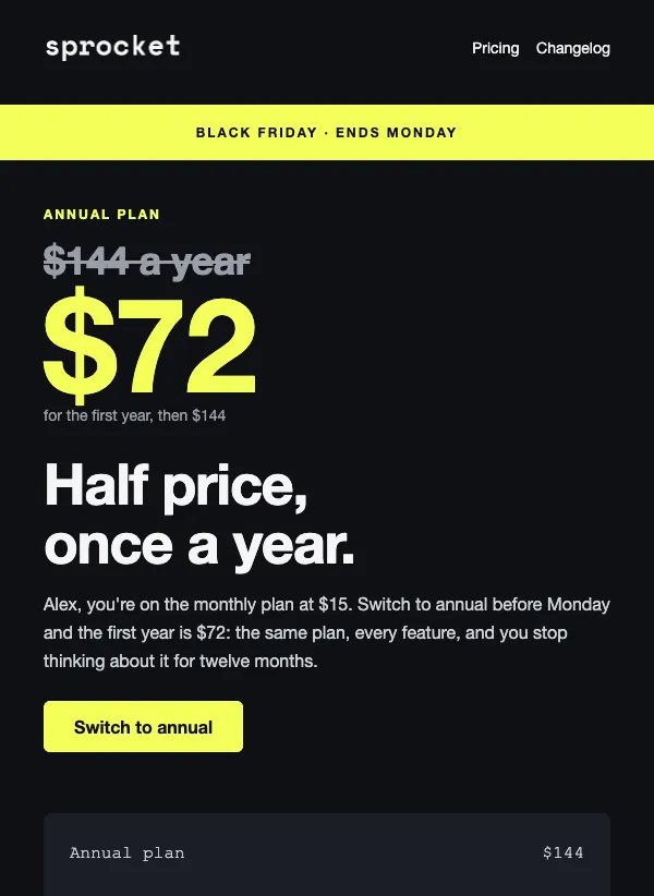 Black Friday - Annual Plan email template