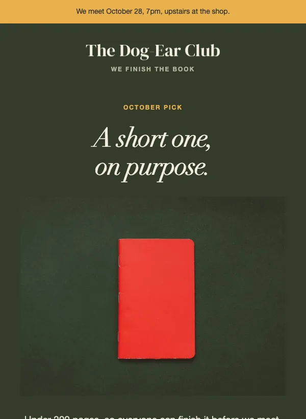 Book Club - October Pick email template