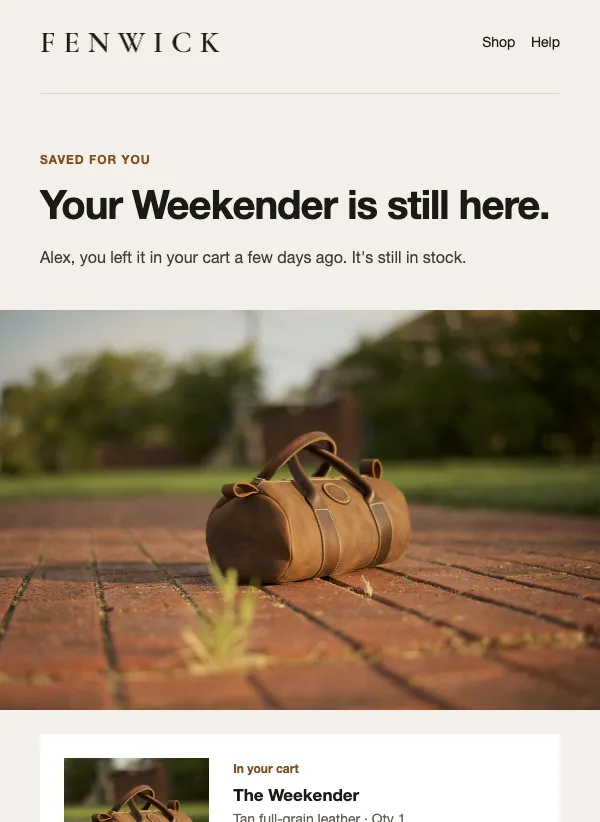 Cart Nudge - Minimal email template