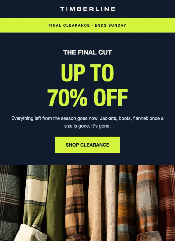 Clearance - Final Cut email template