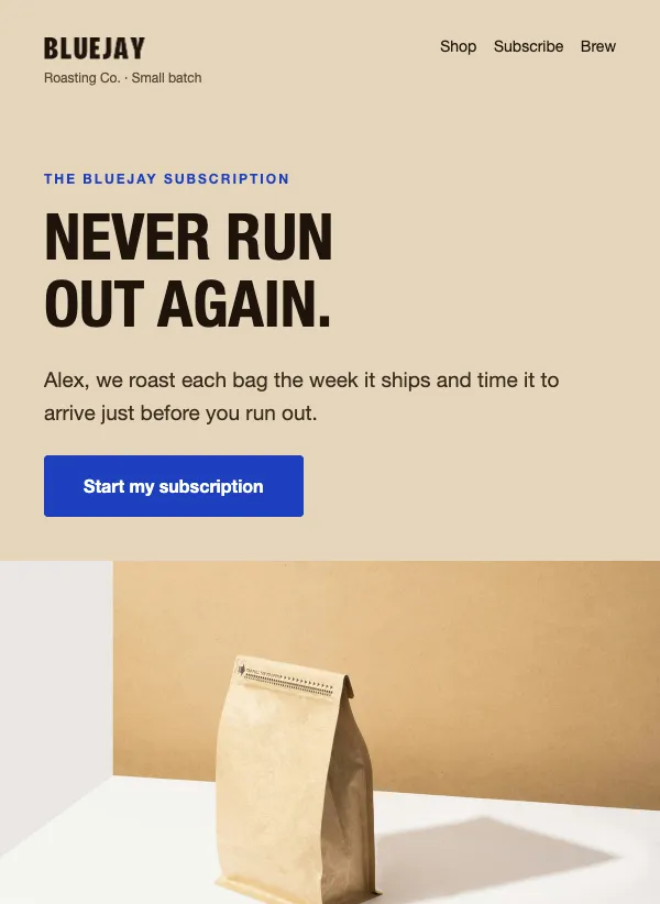Subscription Pitch - Coffee email template
