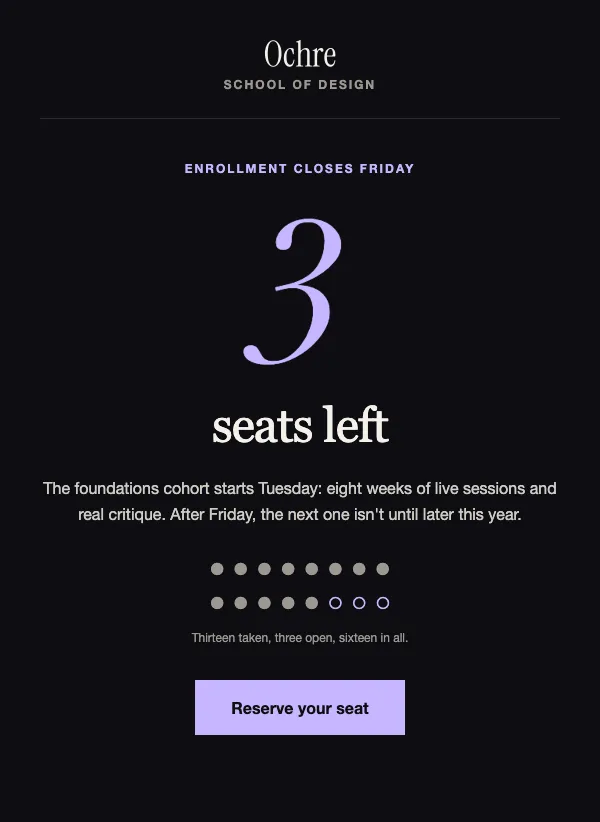 Enrollment Closing - Dark email template