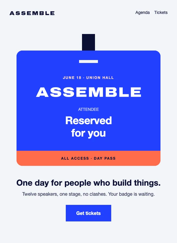 Conference Invite - Full Agenda email template