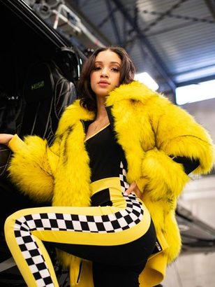 Yellow faux-fur jacket
