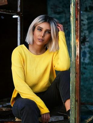 Yellow crew knit