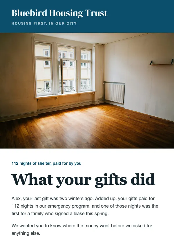 Lapsed Donor - What Your Gift Did email template