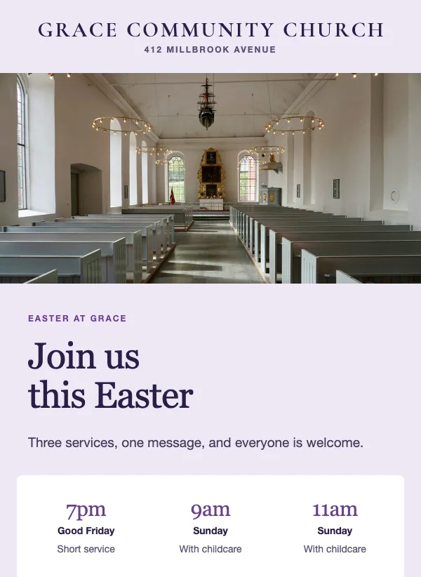 Easter Services - Parish email template