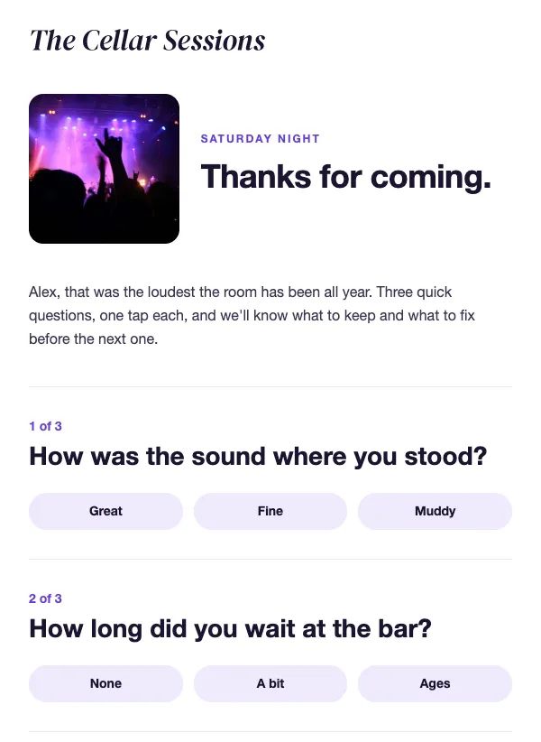 Event Feedback - After the Show email template
