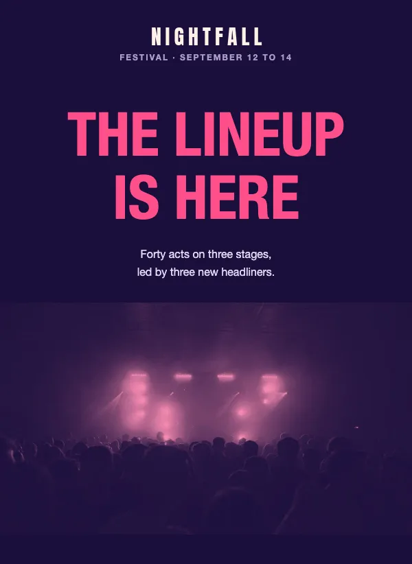 Festival Lineup - Midnight email template
