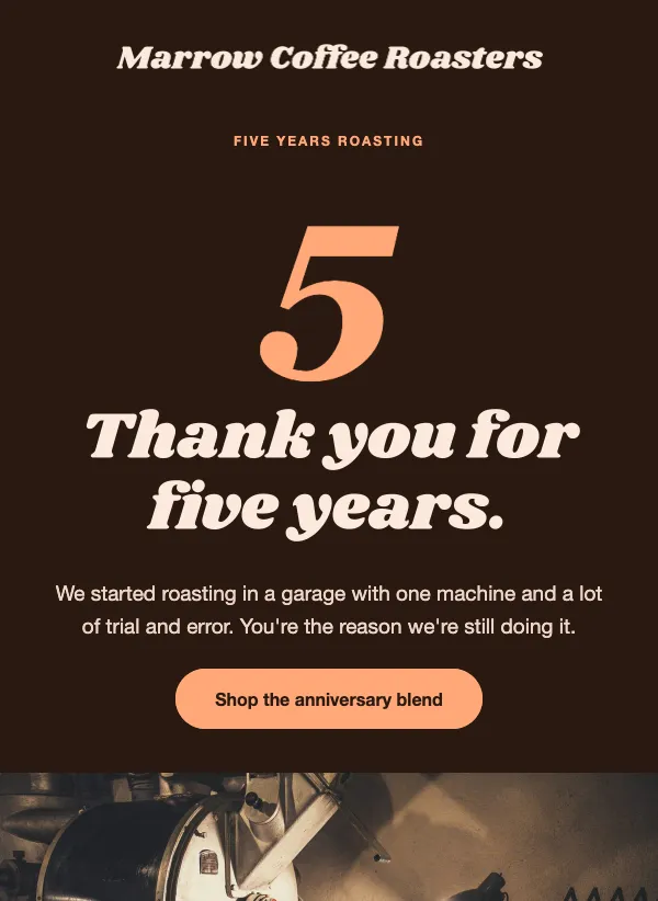 Anniversary - Five Years In email template