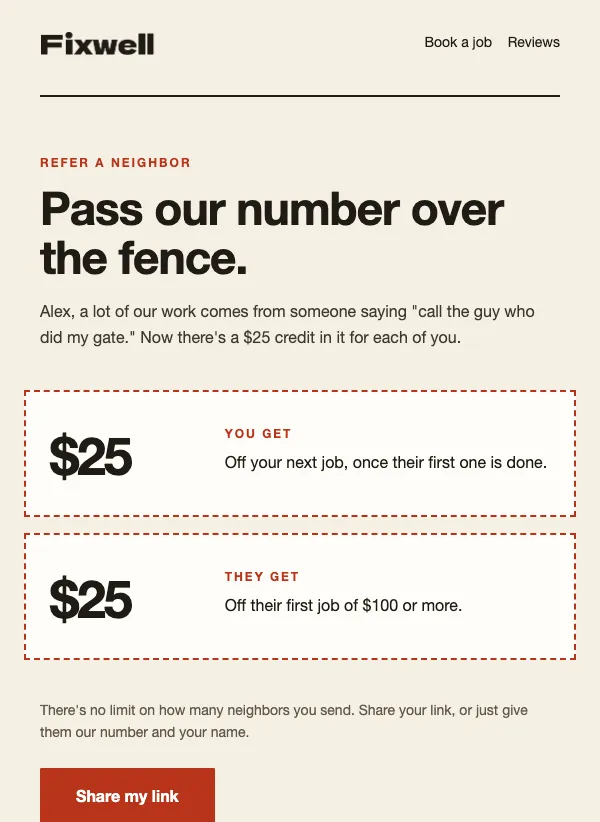Referral Offer - Handyman email template