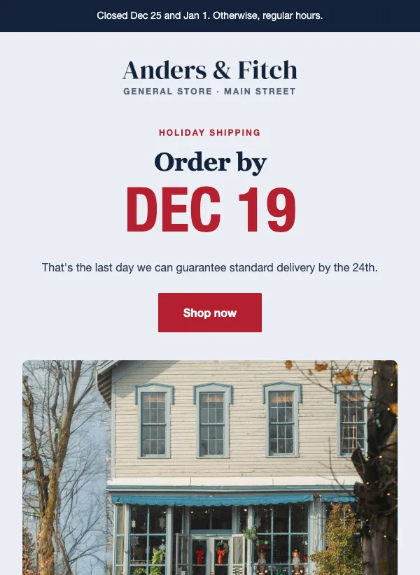 Holiday Hours - Graphite email template