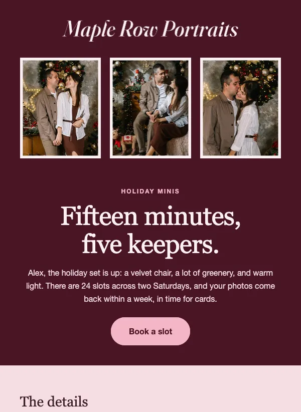 Holiday Minis - Wine email template