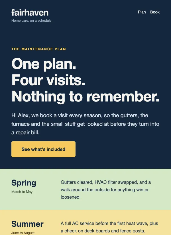 Membership Pitch - Home Care email template