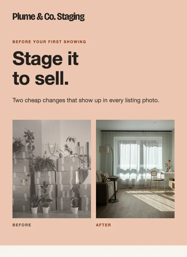 Staging Tips - Before and After email template