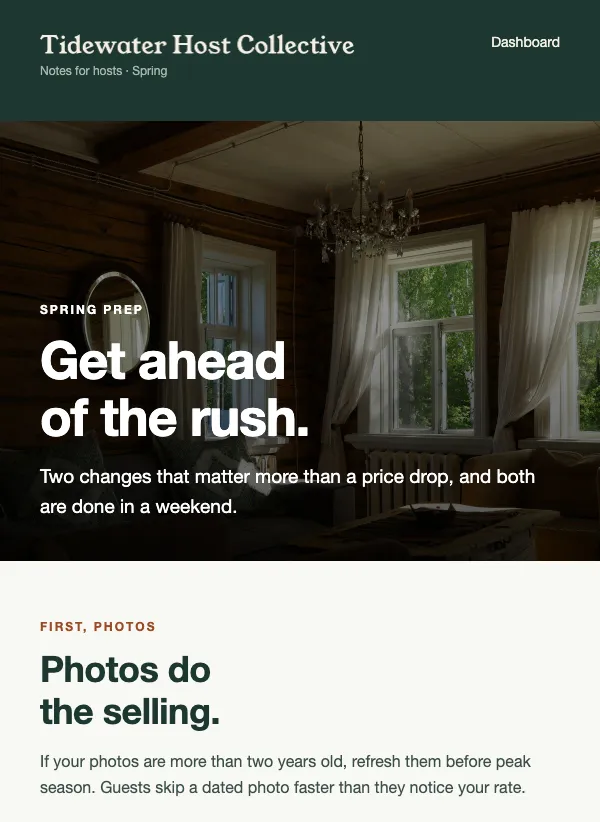 Season Prep - Rental Host email template