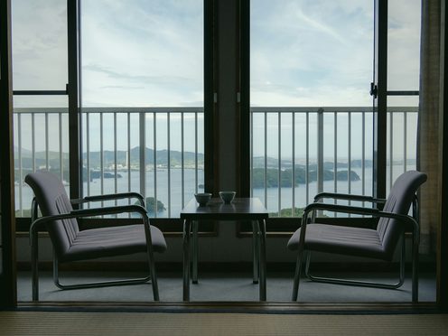 The Corner Room's balcony, looking out over the water