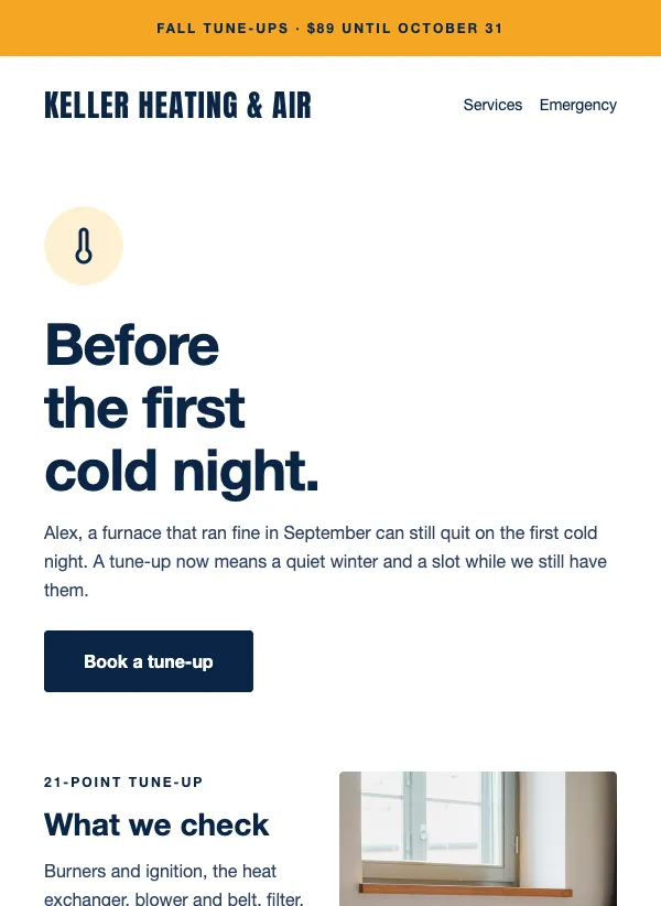 Fall Tune-Up - HVAC email template