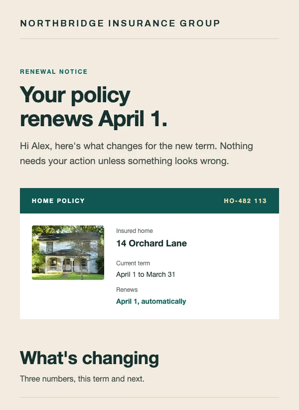 Policy Renewal - Insurance email template