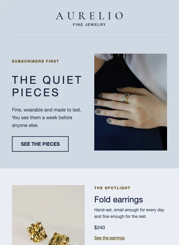 Jewelry - The Quiet Pieces email template