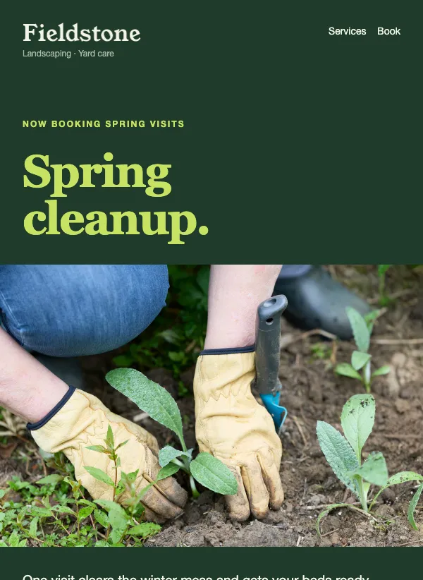 Booking Open - Landscaping email template