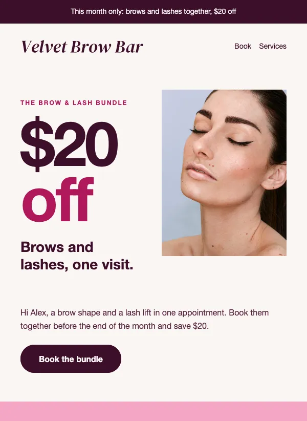 Service Bundle - Lash and Brow email template
