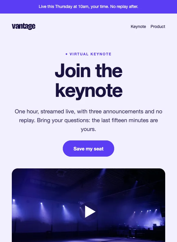 Launch Event - Live Stream email template
