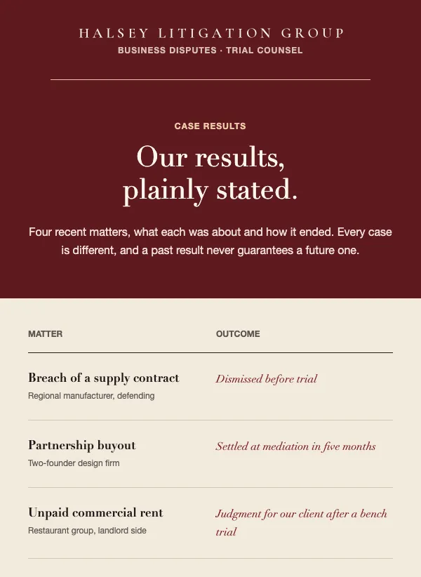 Case Results - Law email template