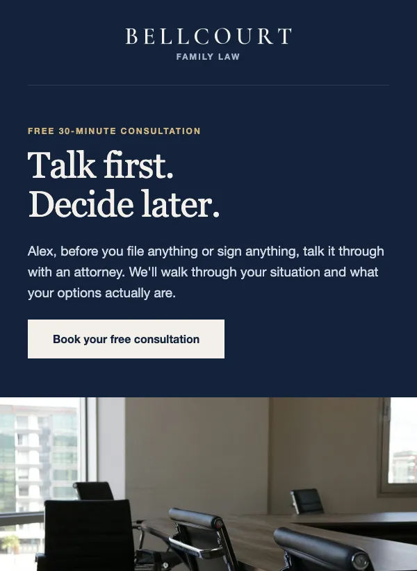 Free Consultation - Law email template