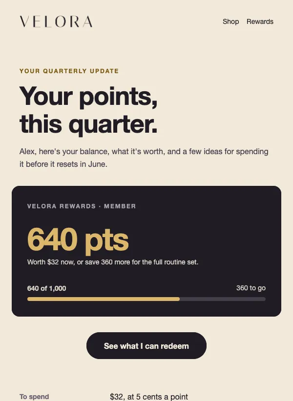 Points Balance - Loyalty email template