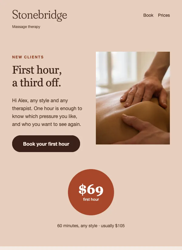 Intro Rate - Massage email template