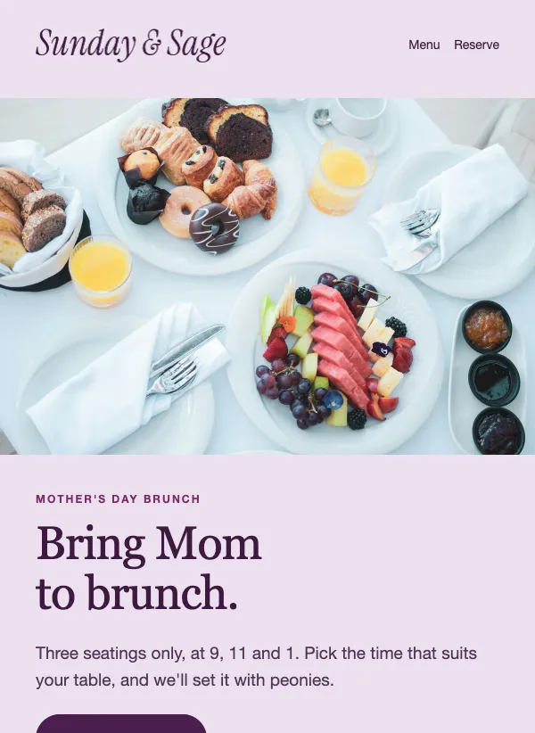 Mother's Day Brunch - Blush email template