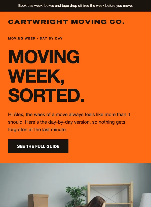 Moving Checklist - Week by Week email template