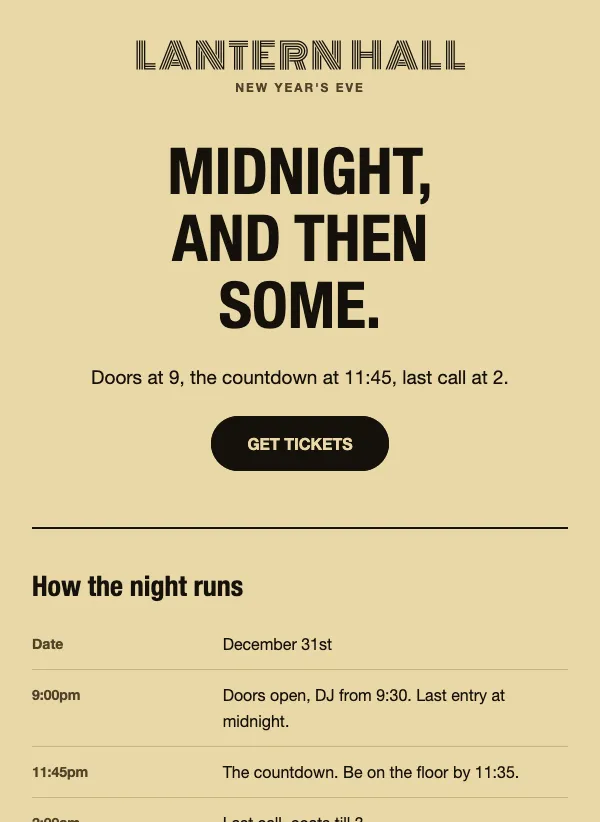 New Year's Eve Invite - Midnight email template
