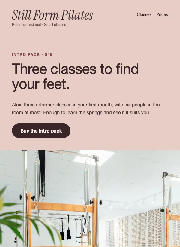 Intro Pack - Pilates email template