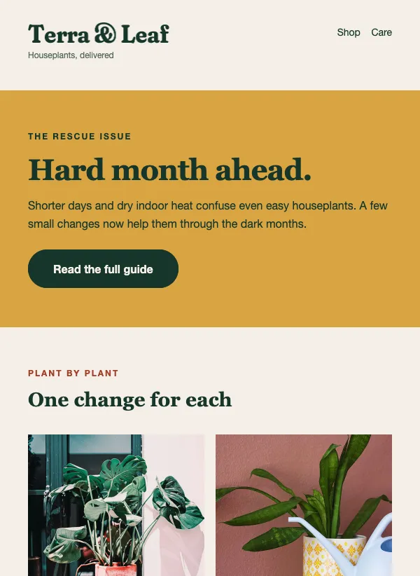 Plant Care - The Rescue Issue email template