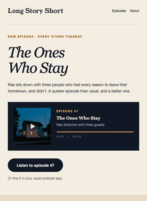 Podcast Episode - Player Card email template