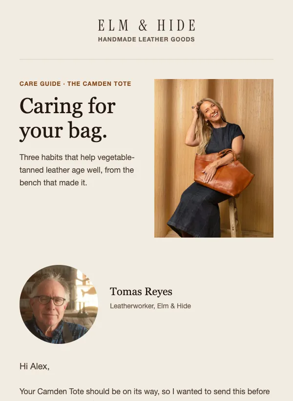 Care Guide - Leather Goods email template