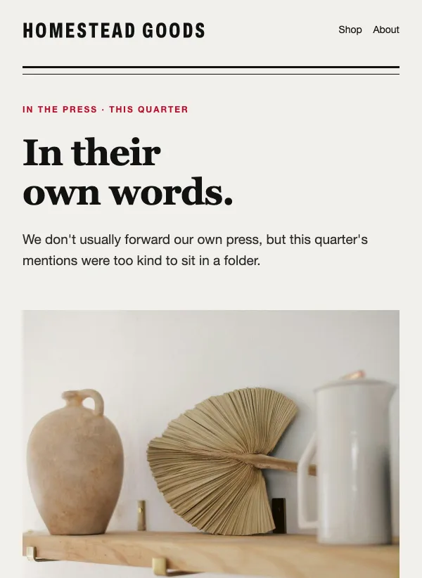 Press - In Their Words email template
