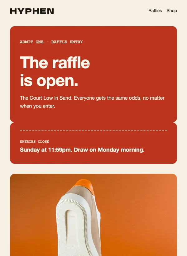 Raffle - Enter By Sunday email template
